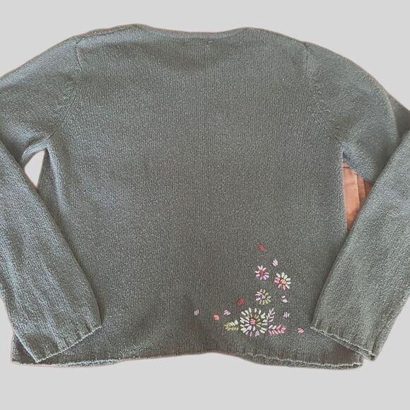 SIGRID OLSEN Vintage 90s Embroidered Floral Cardigan Sweater Medium Cottagecore - Picture 8 of 13